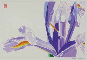 Niet of onleesbaar gesigneerd - Aquarel, Paarse bloemen - Ingelijst kopen? Bied vanaf 1!