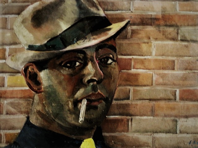 Eduard Croiset - 1936 - Flamboyant zelfportret van Joods Amsterdamse (reclame)schilder verkocht voor € 136!