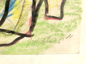 Jan Sierhuis - Paard - Gouache en Krijt op Papier (Groot ingelijst werk!) kopen? Bied vanaf 275!