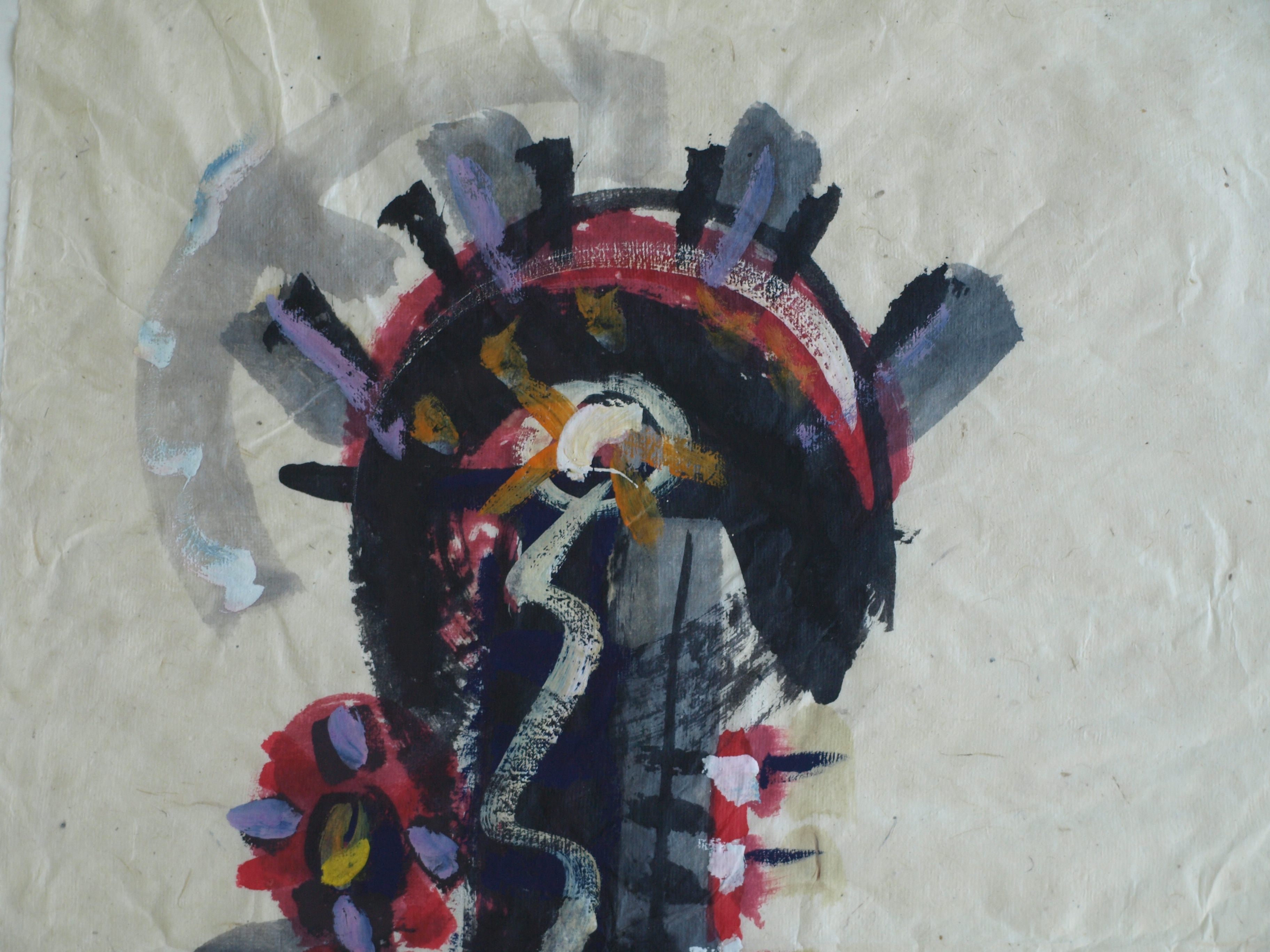 Niet of onleesbaar gesigneerd - Gouache , Abstract - gesigneerd & ingelijst - GROOT - 103 x 77 cm kopen? Bied vanaf 1!