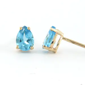 14k rood gouden oorbellen bezet met topaas totaal circa 1,20 ct kopen? Bied vanaf 120!