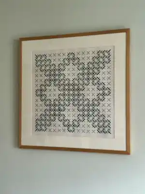 Henk van der Plas - Abstract Geometrische Compositie in wit, grijs en blauw kopen? Bied vanaf 30!