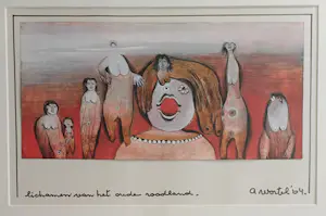 Ans Wortel - lichamen van het oude roodland – gouache - ingelijst kopen? Bied vanaf 269!