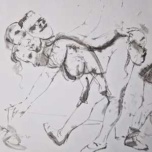 Theo Daamen - in 1988 gemaakt aquarel/inkt op papier "uitslover" met persoonlijke opdracht kopen? Bied vanaf 54!