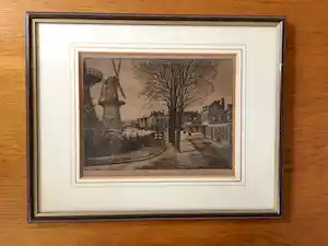 Marius Johannes Janssen - Schiedam Broersvest 1870 - Ets, Ingelijst verkocht voor € 30!