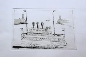 Herman Berserik - Monochrome 1992 Ets "S.S. Scheveningen" - uniek eigen druk exemplaar kopen? Bied vanaf 36!