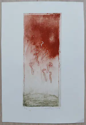 Jan Montyn - Somewhere, between, aquatint ets (uniek HC exemplaar) kopen? Bied vanaf 65!