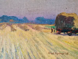 Klaas Pijlman - Olieverf op doek “Hooien bij invallende avond Haarlemmermeer” – 1946 kopen? Bied vanaf 75!