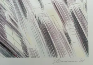 Jeroen Henneman - Handgesigneerde kleurenlitho | 'Verkeer in de stad' | 1988 kopen? Bied vanaf 190!