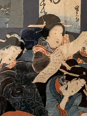 Kunisada Utagawa - Ukiyo-e/Nishiki-e Twee lezende Geisha's grote afbeelding kopen? Bied vanaf 200!