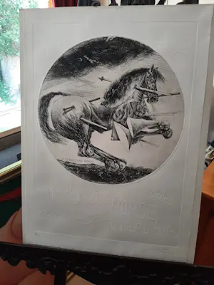 Willem Snitker - Ets, blinddruk, titel, Sint Sebastiaanpaard kopen? Bied vanaf 30!