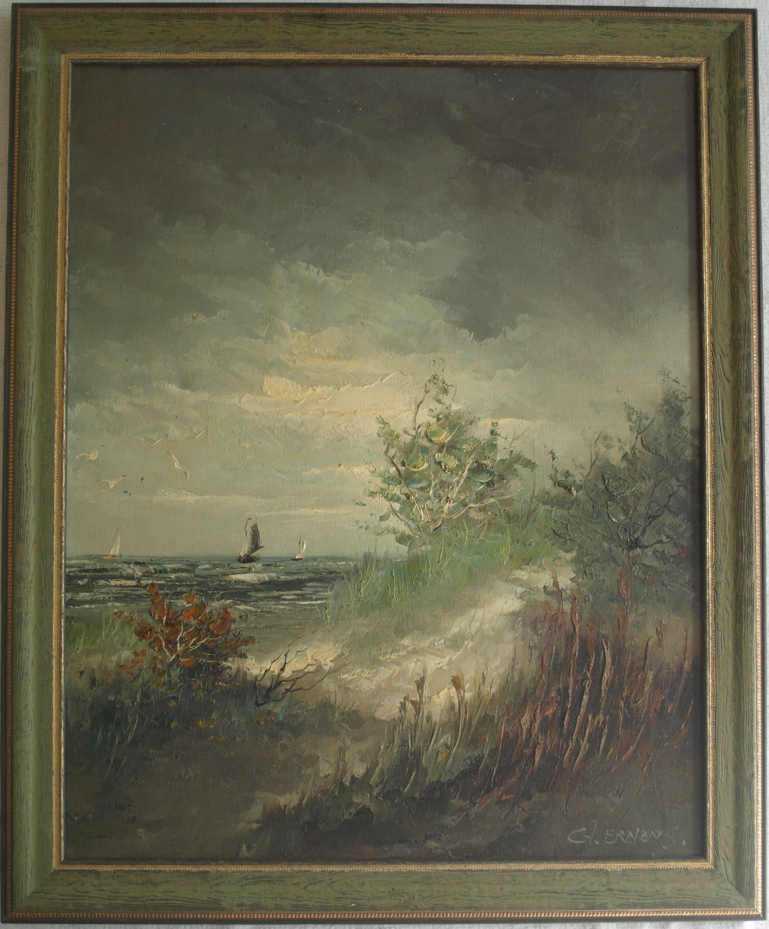 Gerardus Johannes Ernens - Olieverf op doek , Zeegezicht – Lijst, 57 x 47 cm. kopen? Bied vanaf 80!
