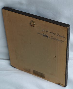 Niet of onleesbaar gesigneerd - Achterglasschildering / Hinterglasmalerei , ‘Mladek Z’ , Vrouw met druiven kopen? Bied vanaf 1!