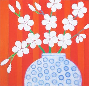 Mariska Meijers - Zeefdruk, Blossom and orange stripes kopen? Bied vanaf 1!