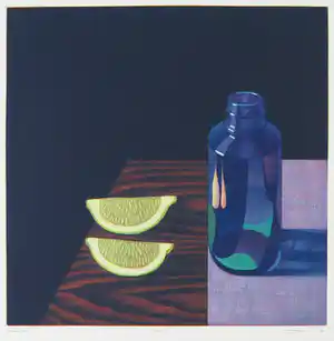 Joop Vegter - Mezzotint, Blauw flesje verkocht voor € 80!