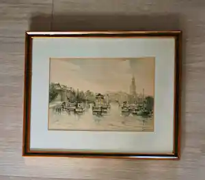 Emile Meyer - Aquarel van "de Amstel" in Amsterdam verkocht voor € 50!