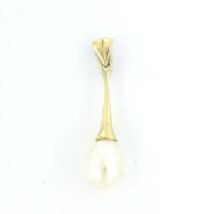 14k geel gouden hanger met een parel - afm. 2.5 cm x 5.9 mm kopen? Bied vanaf 45!