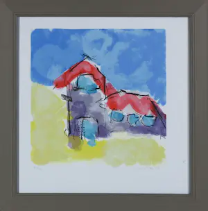 Henk van Vessem - Set van vier litho's, Huisjes - Ingelijst kopen? Bied vanaf 30!