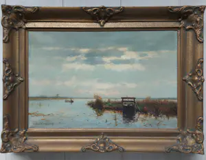 Willem Weissenbruch - Visser op een Hollandse plas kopen? Bied vanaf 1250!