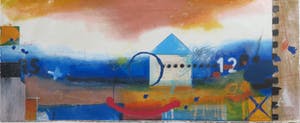 Theo Koster - Zeefdruk en collage, Liggend blauw - Ingelijst (Groot) kopen? Bied vanaf 35!