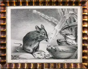 Jan Schonk - Litho, Muis - Ingelijst verkocht voor € 120!