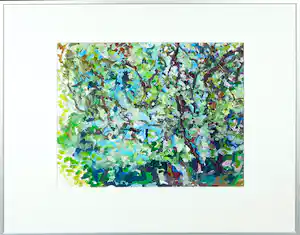 Liz Strick - Olieverf op papier, Four Seasons - Ingelijst verkocht voor € 35!