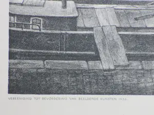 Aart van Dobbenburgh - Wasgoed op Amsterdamse schuiten - Litho kopen? Bied vanaf 35!
