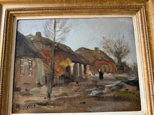 Willem G.F. Jansen - Een dorpsgezicht met een figuur op straat kopen? Bied vanaf 550!