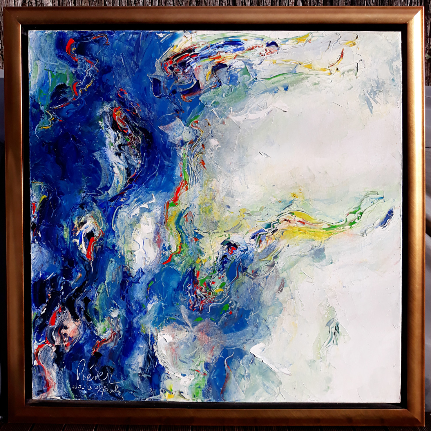 Pieter Deiman - Abstracte compositie, olieverf op doek (mooi ingelijst) kopen? Bied vanaf 325!