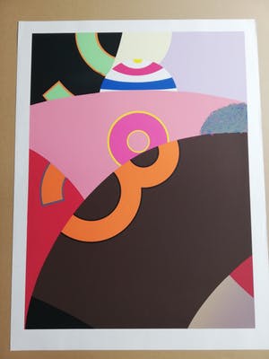 Niet of onleesbaar gesigneerd - KLEURRIJKE GEOMETRIE / KLEURZEEFDRUK / 88x67cm kopen? Bied vanaf 10!