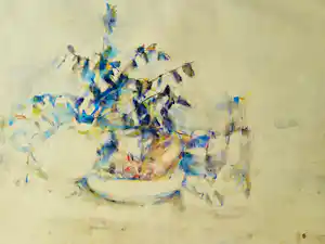 Lau Heidendael - Fraai impressionistisch Aquarel "stilleven met fruitschaal" 1984 - gesigneerd verkocht voor € 48!