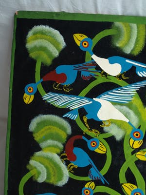 Niet of onleesbaar gesigneerd - Acrylverf op doek , “Vogels in de Boom” – 77 x 64 cm kopen? Bied vanaf 1!