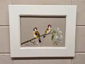 Henk Poeder - Twee Puttertjes op een tak met bloesem verkocht voor € 85!