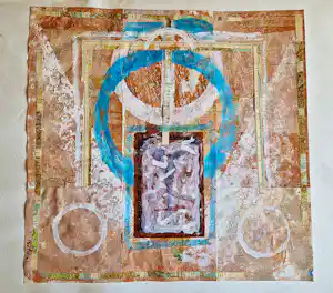 Marijke Stultiens - Limburgs (textiel) kunstenares - bijzondere jaren 90 papier- collage - gesignrd kopen? Bied vanaf 52!