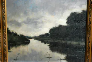 Gerard van Vliet - verstild waterlandschap - groot olieverfschilderij kopen? Bied vanaf 200!