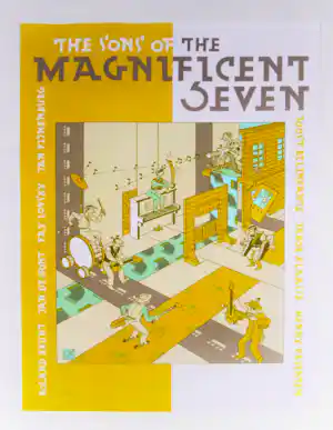 Joost Swarte - "The Sons of the Magnificent Seven" Henny Vrienten ,Fay Lovsky, Belinfante. verkocht voor € 45!