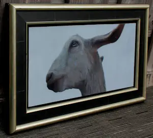 Hinke Posthuma - Olieverf op paneel: Geitenkop (nette lijst!) - 2017 (nette lijst!) kopen? Bied vanaf 599!