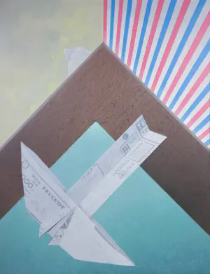 Kees Balvers - Acryl, Papieren vliegmachine - Ingelijst kopen? Bied vanaf 80!