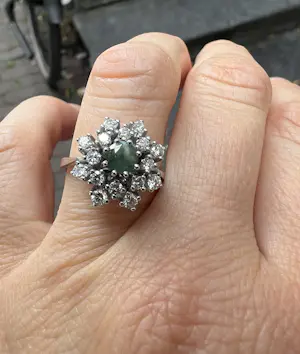 ALGT-gecertificeerde natuurlijke 0,60 ct Alexandriet & Diamant Witgouden Ring kopen? Bied vanaf 1200!