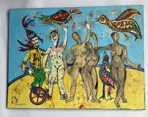 Ruud Cornelisse - acrylverf op doek & gemengde techniek - Circus - gesigneerd kopen? Bied vanaf 69!