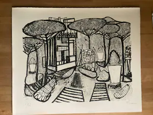 Willibald Kramm - Stadtpark, große Lithographie auf Bütten, sign., numm. 63/65, 1962 kopen? Bied vanaf 60!