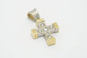 23 - Fraai 18 karaat bicolor-goud & ca. 0.25ct diamanten kruishanger kopen? Bied vanaf 180!