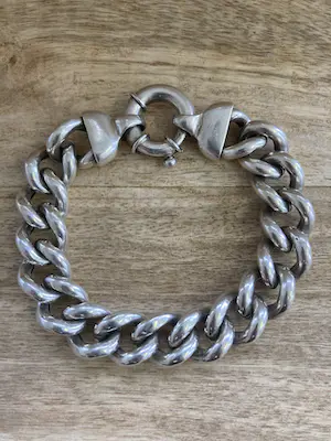 Zilveren  holle gourmet schakelarmband met grote veerring sluiting kopen? Bied vanaf 65!