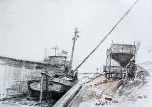 Willem Jans Dijk - Aquarel: De Maria IJseltjalk - 1963 verkocht voor € 75!