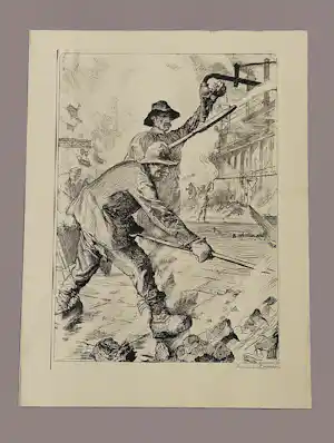 Hermann Kätelhön - original - 1922 - Große monochr. Lithographie "Kokerei-arbeiter" bleistift sign. kopen? Bied vanaf 61!