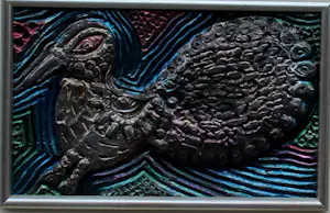 Corneille - Gepolychromeerde reliëf, in zilver: Vliegende vogel kopen? Bied vanaf 299!