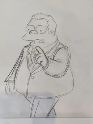 Matt Groening - Originele productietekening Chief Wiggum, ingelijst + certificaat verkocht voor € 80!