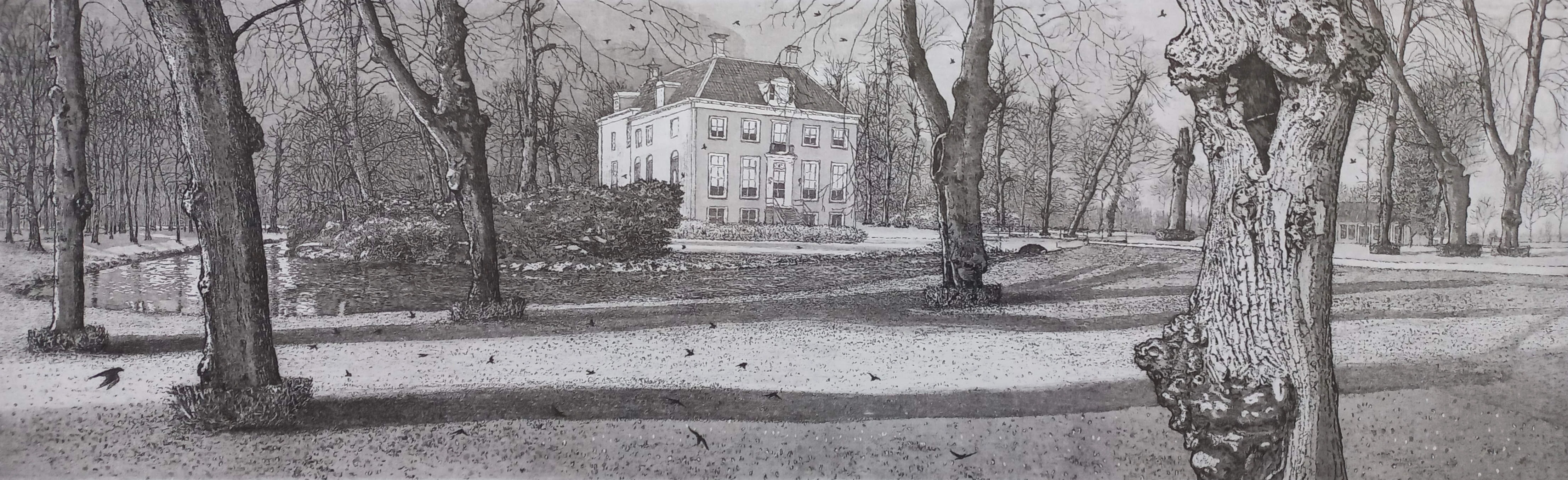 Reinder Homan - Huis te Manpad in Heemstede, ets (mooi ingelijst) kopen? Bied vanaf 175!