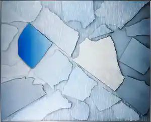 Frits van Geer - Acryl op doek, Regenfragmenten - Ingelijst (Groot) verkocht voor € 50!