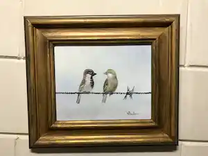 Henk Poeder - Twee Mussjes op prikkeldraad verkocht voor € 50!